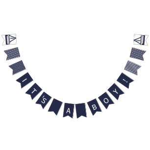 Its A Boy  Navy Nautical Bunting Flags
