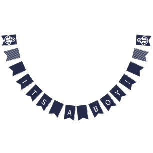 Its A Boy  Navy Nautical Bunting Flags