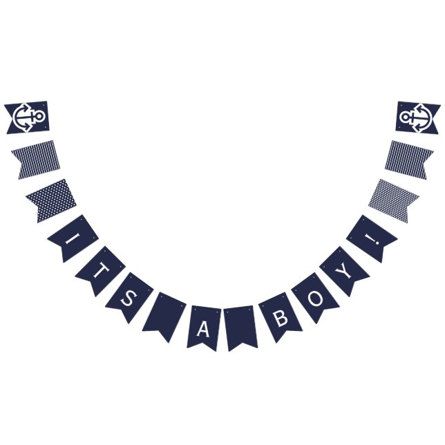 Its A Boy  Navy Nautical Bunting Flags (All)