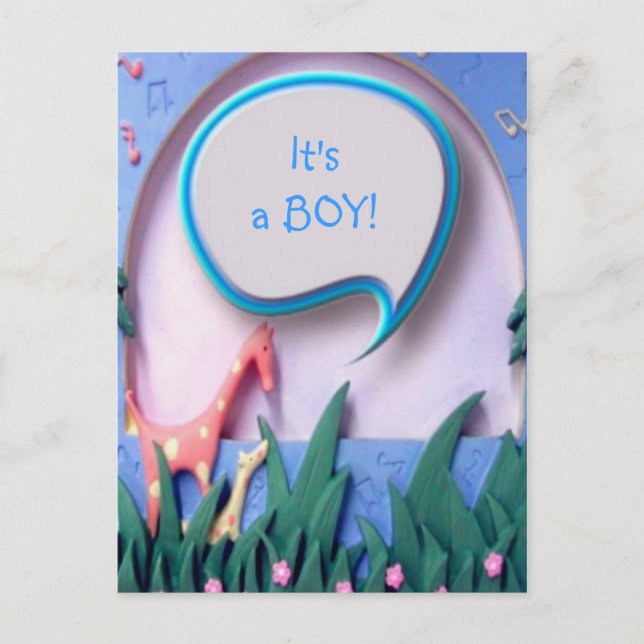 It's a BOY New Baby Announcement Postcard (Front)