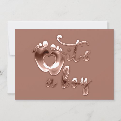  Its A Boy New Baby Shower Rose Skinny Heart   Invitation