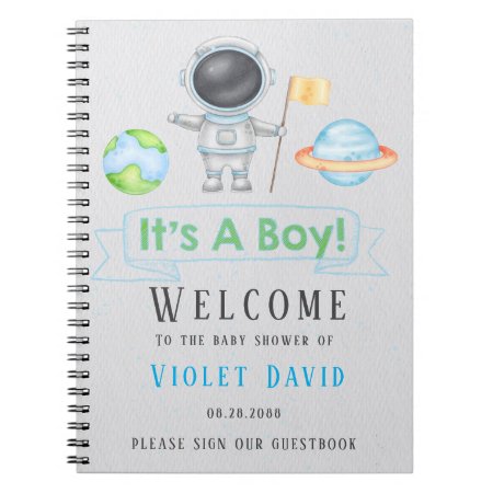 It's A Boy Outer Space Boy Baby Shower Guestbook Notebook