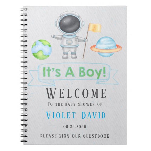 Its a Boy Outer Space Boy Baby Shower Guestbook Notebook