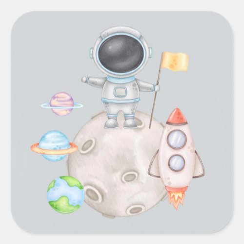 Its a Boy Outer Space Boy Baby Shower Square Sticker