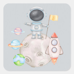 It's a Boy Outer Space Boy Baby Shower Square Sticker