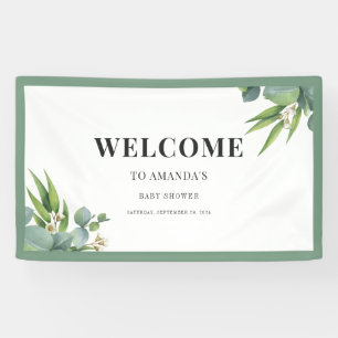 It's a Boy Palms Leaves Floral Green Baby Shower Banner