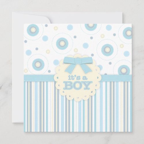 Its a Boy Pastel in Blue Stitches Baby Shower Invitation