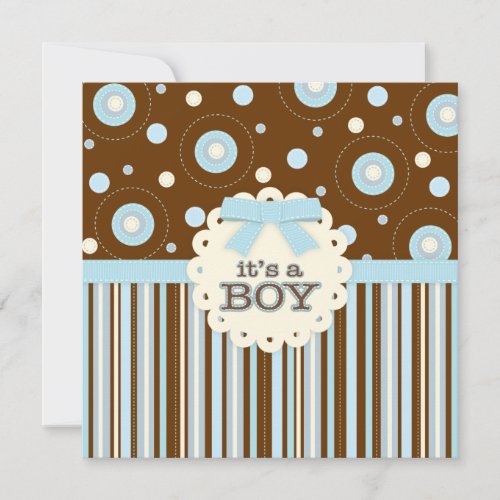 Its a Boy Pastel in Blue Stitches Baby Shower Invitation