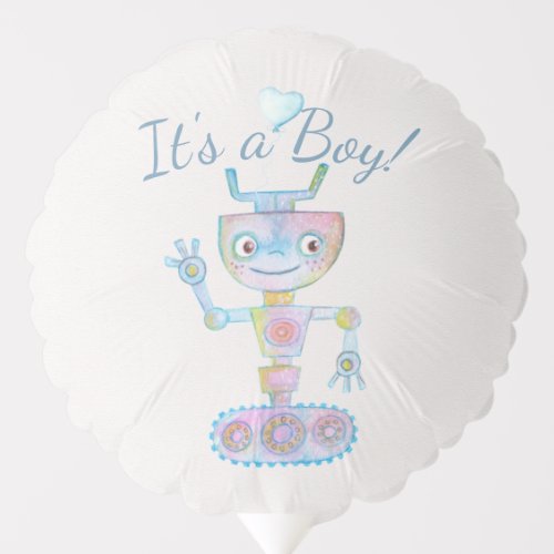 Its a Boy  Patel Watercolor Robot with Gear Balloon