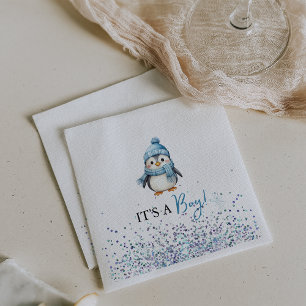 It's a Boy Penguin Winter Baby Shower Napkins