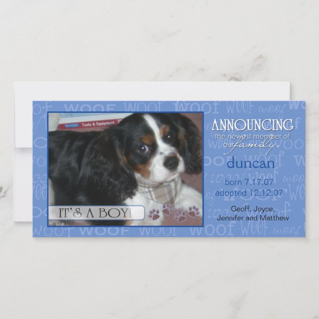 It's a Boy - Pet Photo Card (Front)