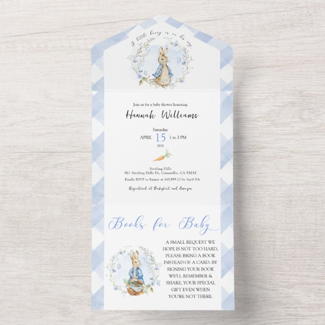 It's a Boy Peter Rabbit Baby Shower All In One Invitation (Inside)