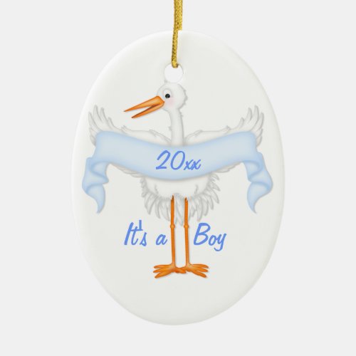 Its A Boy Photo Frame Stork Ornament