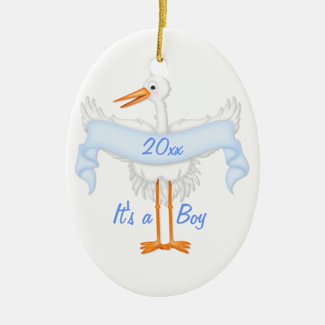 It's A Boy Photo Frame Stork Ornament (Front)