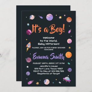 It's a Boy Planets Outer Space Baby Shower Invitation