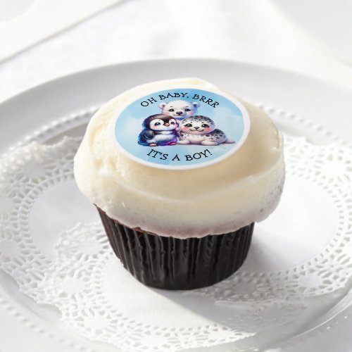 Its a Boy  Polar Arctic Winter Baby Shower Edible Frosting Rounds