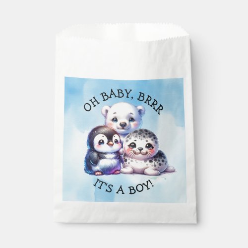 Its a Boy  Polar Arctic Winter Baby Shower Favor Bag