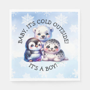 It's a Boy Polar Arctic Winter Baby Shower Napkins