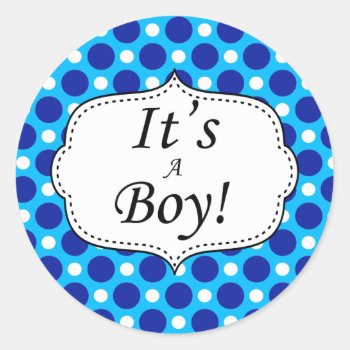 Its A Boy Polka Dot Milestone Classic Round Sticker by CuteLittleTreasures at Zazzle
