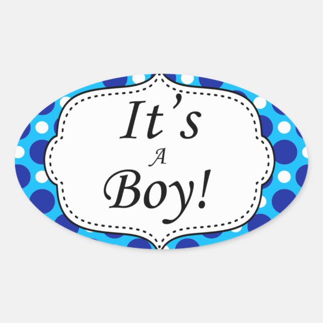 Its A Boy Polka Dot Milestone Oval Sticker (Front)
