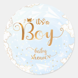 Its a Boy- Prince Baby Shower Classic Round Sticker