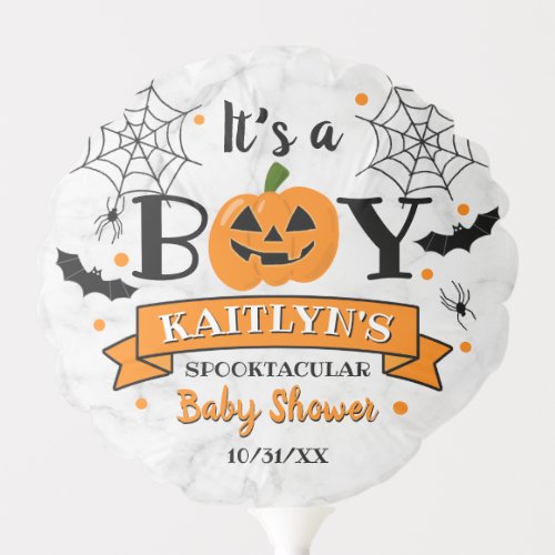 Its A Boy Pumpkin Halloween Baby Shower Balloon