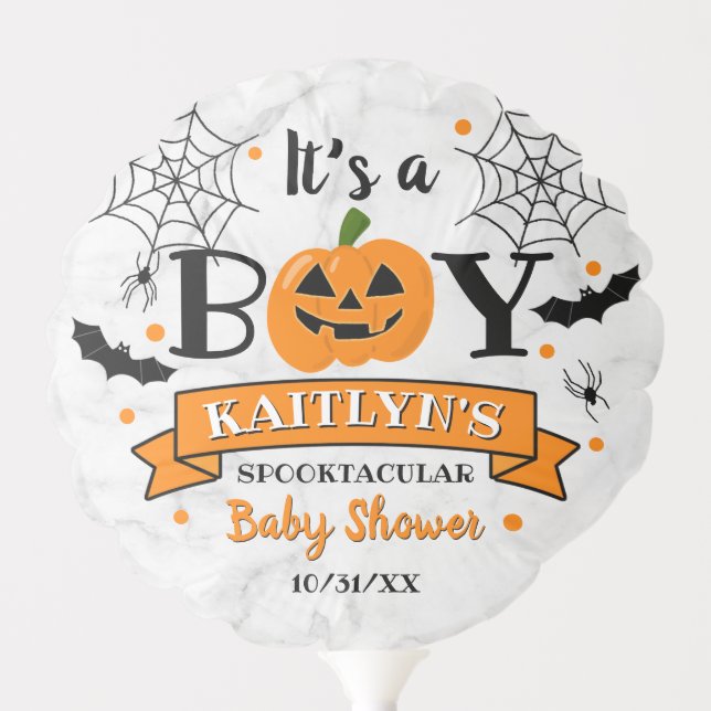 "It's A Boy" Pumpkin Halloween Baby Shower Balloon (Front)