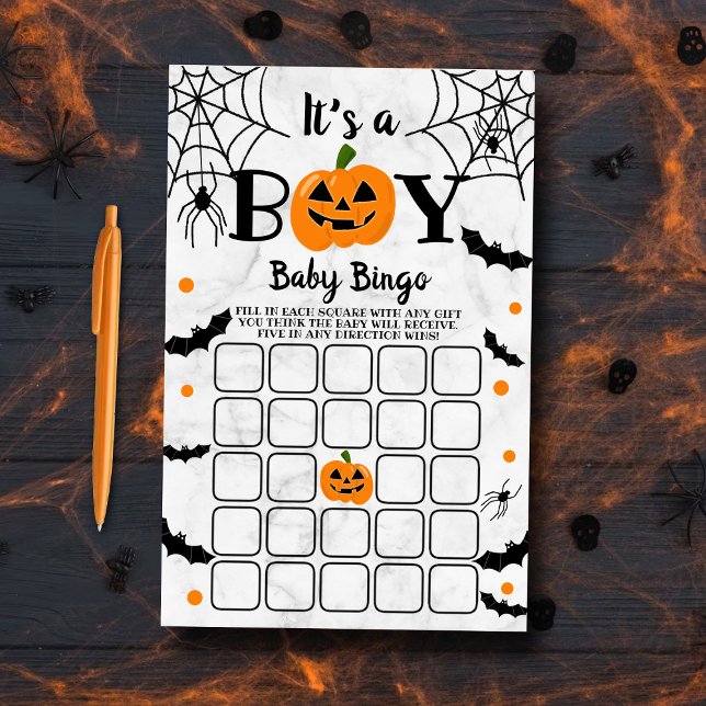 "It's A Boy" Pumpkin Halloween Baby Shower Bingo (Creator Uploaded)