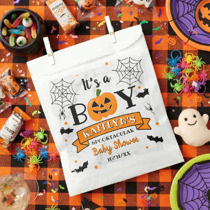 "It's A Boy" Pumpkin Halloween Baby Shower Favor Bag