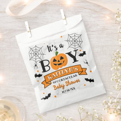 Its A Boy Pumpkin Halloween Baby Shower Favor Bag