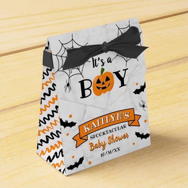 "It's A Boy" Pumpkin Halloween Baby Shower Favor Boxes (Creator Uploaded)
