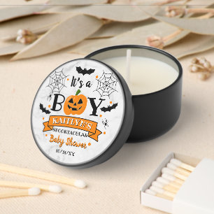 "It's A Boy" Pumpkin Halloween Baby Shower Mini Candle Favors