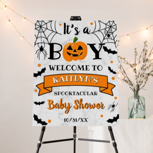 Its A Boy Pumpkin Halloween Baby Shower Welcome Foam Board