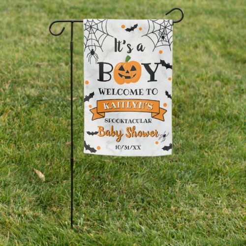 Its A Boy Pumpkin Halloween Baby Shower Welcome Garden Flag