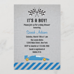 It's A Boy Race Car Baby Shower Invitation