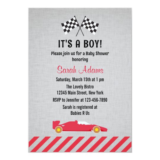 It S A Boy Race Car Baby Shower Invitation Zazzle