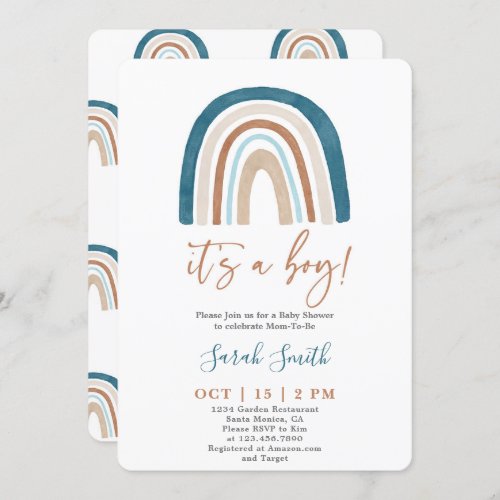 Its a Boy Rainbow Baby Shower boy Invitation