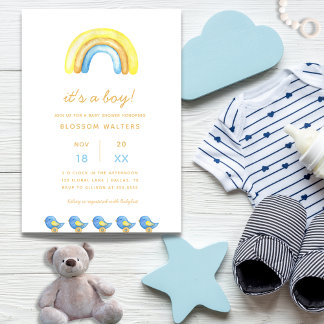 its a boy rainbow baby shower invitation