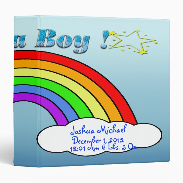 It's A Boy -  Rainbow Keepsake Baby Book 3 Ring Binder (Front/Spine)