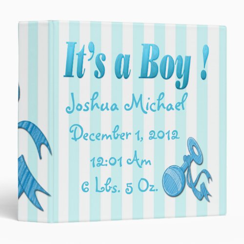 Its a Boy _ Rattle Keepsake 15 Baby Book Binder