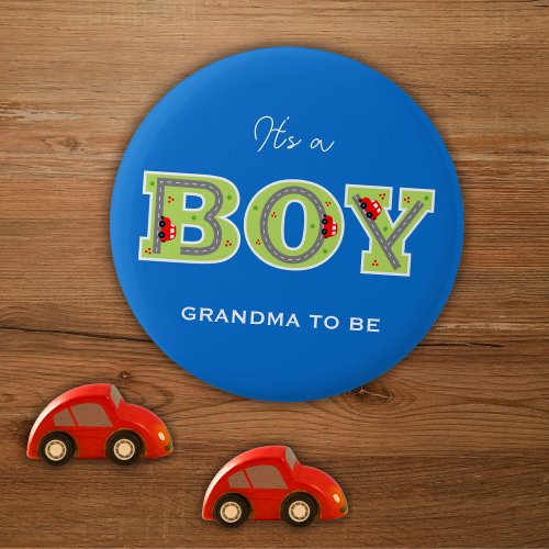 its a boy red car GRANDMA TO BE Button