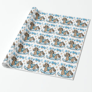 It's a Boy Rocking Horse Baby Shower Wrapping Pape Wrapping Paper
