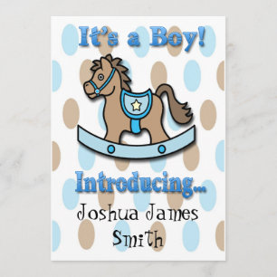 It's a Boy Rocking Horse Birth Announcement