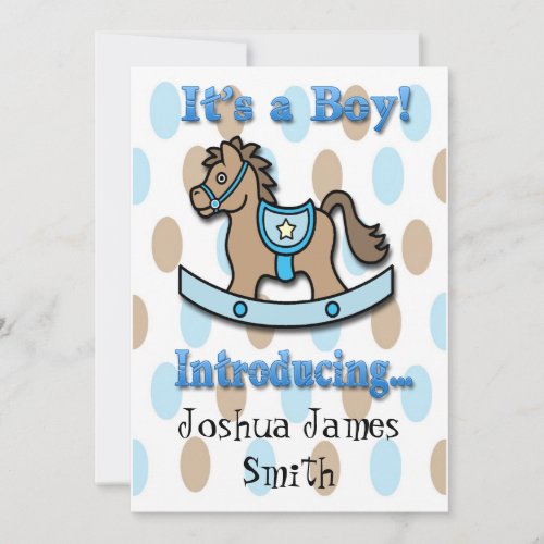 Its a Boy Rocking Horse Birth Announcement