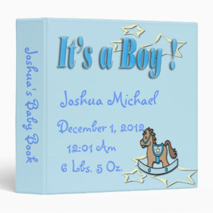 It's A Boy - Rocking Horse Keepsake Baby Book Binder