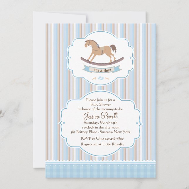 It's A Boy Rocking Horse Shower Invitation (Front)