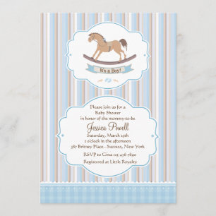 It's A Boy Rocking Horse Shower Invitation
