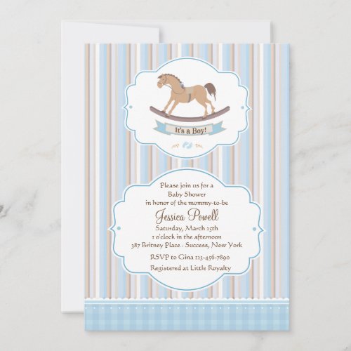 Its A Boy Rocking Horse Shower Invitation