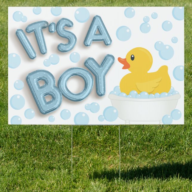 It's a Boy Rubber Duck Baby Shower Yard Sign – Blu (Insitu)