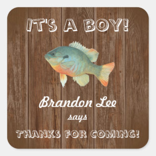 It's a Boy Rustic Fishing Napkins Square Sticker